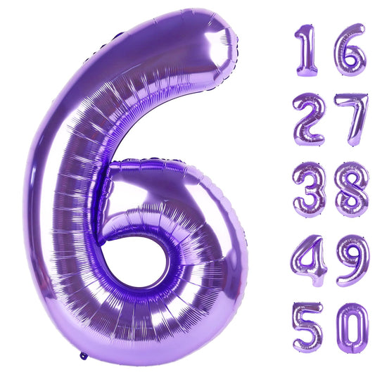 Kelfuoya 40-inch purple number 6 balloon for bold birthday photos