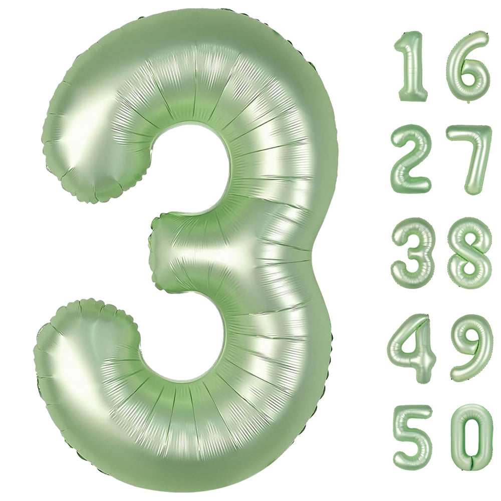 Kelfuoya 40 inch olive green number 3 balloon for a bold party backdrop
