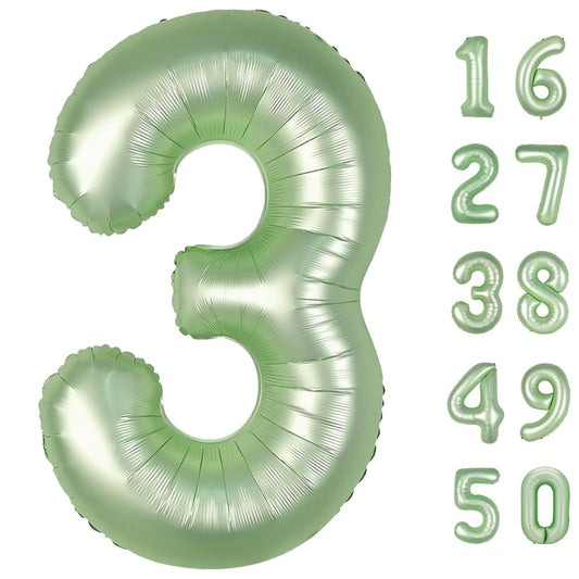 Kelfuoya 40 inch olive green number 3 balloon for a bold party backdrop