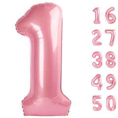 Kelfuoya 40-inch pearlescent pink balloon number 1 for dramatic first birthday decor.