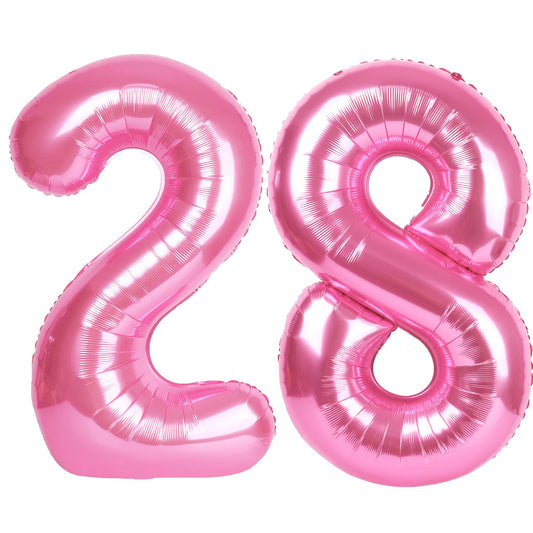 Kelfuoya pink 40-inch number 28 balloon for birthday backdrops and photos