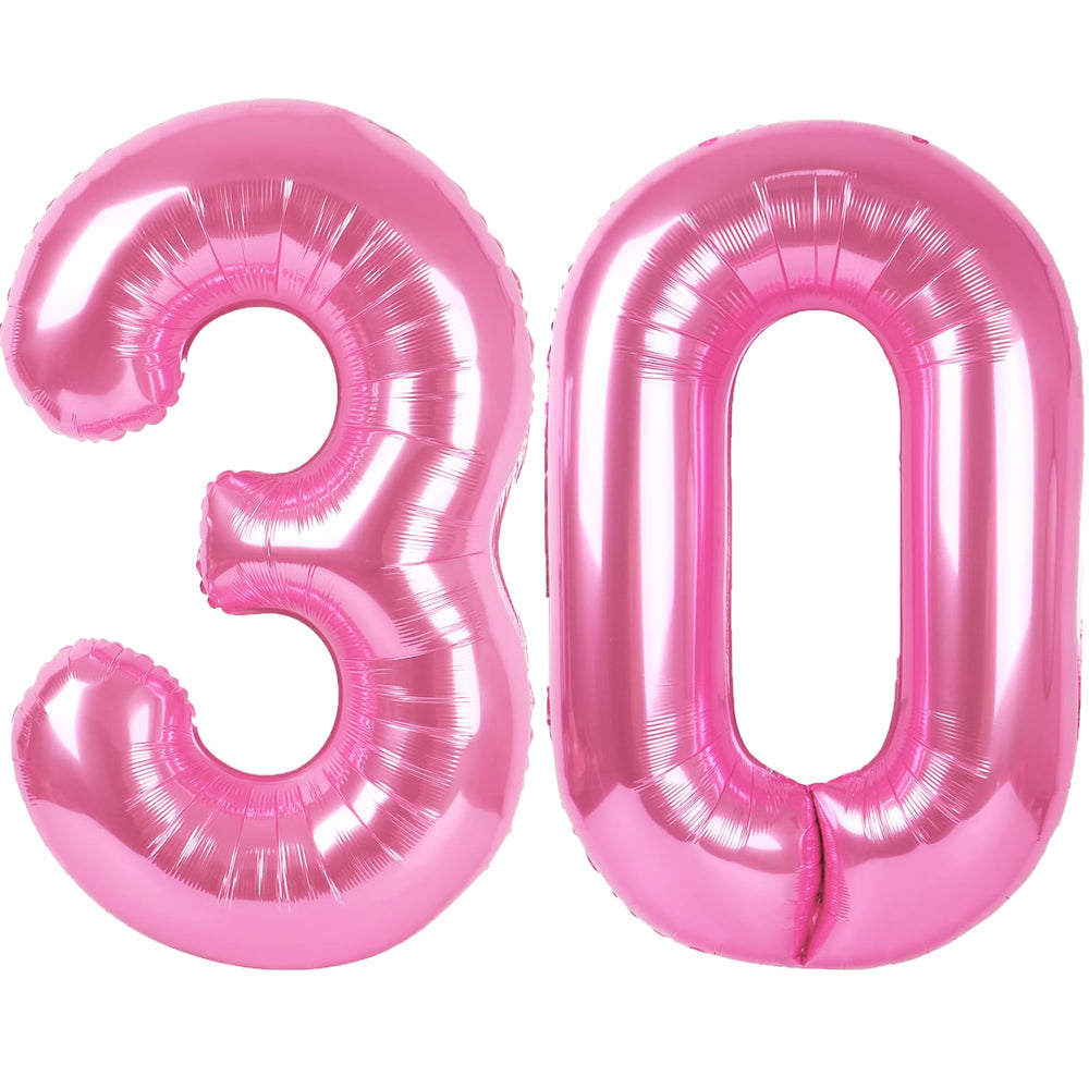 Kelfuoya 40-inch pink number 30 balloon for a stunning birthday backdrop.