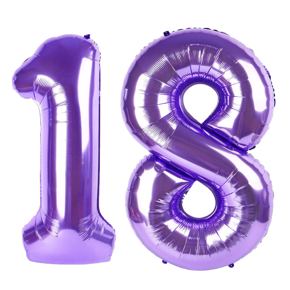 Kelfuoya 40 inch purple number 18 balloon for a bold birthday backdrop
