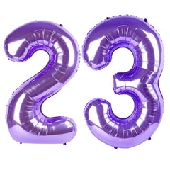 Kelfuoya 40-inch purple number 23 balloon creates a bold birthday backdrop.