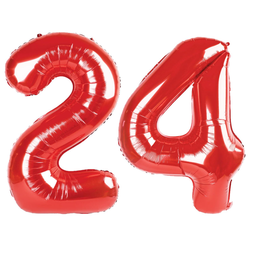 Kelfuoya 40-inch red 24-number balloon, bold birthday decor centerpiece.