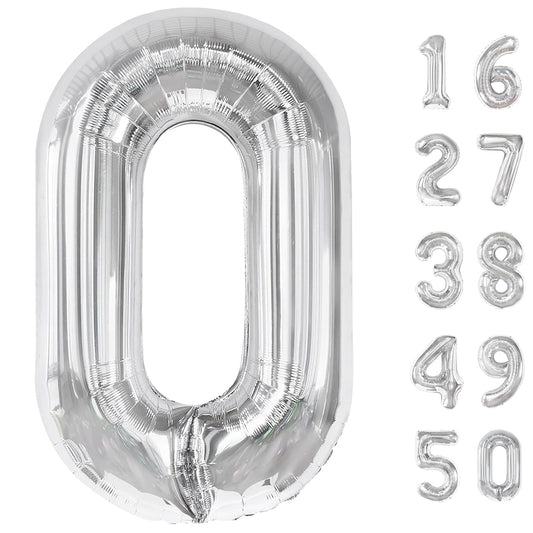 Kelfuoya 40-inch silver foil number 0 balloon adds bold milestone flair for parties