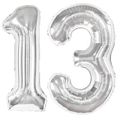 Kelfuoya 40-inch silver number 13 balloon for striking birthday décor