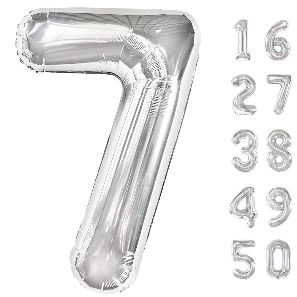 Kelfuoya 40 inch silver number 7 balloon for milestone photos