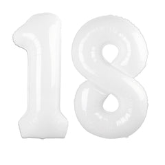 Kelfuoya 40-inch white 18 balloon for milestone celebrations indoors or outdoors.