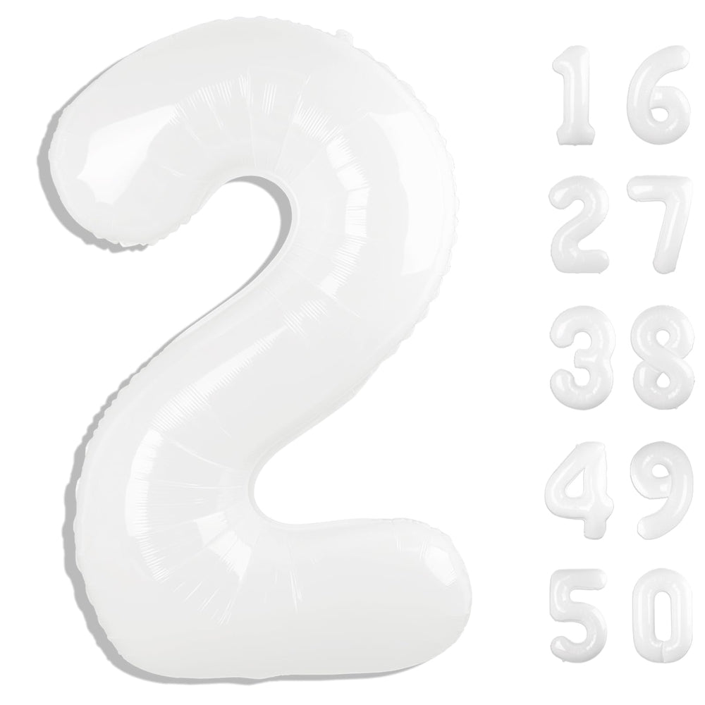 Kelfuoya 40 inch white number 2 balloon for a striking backdrop