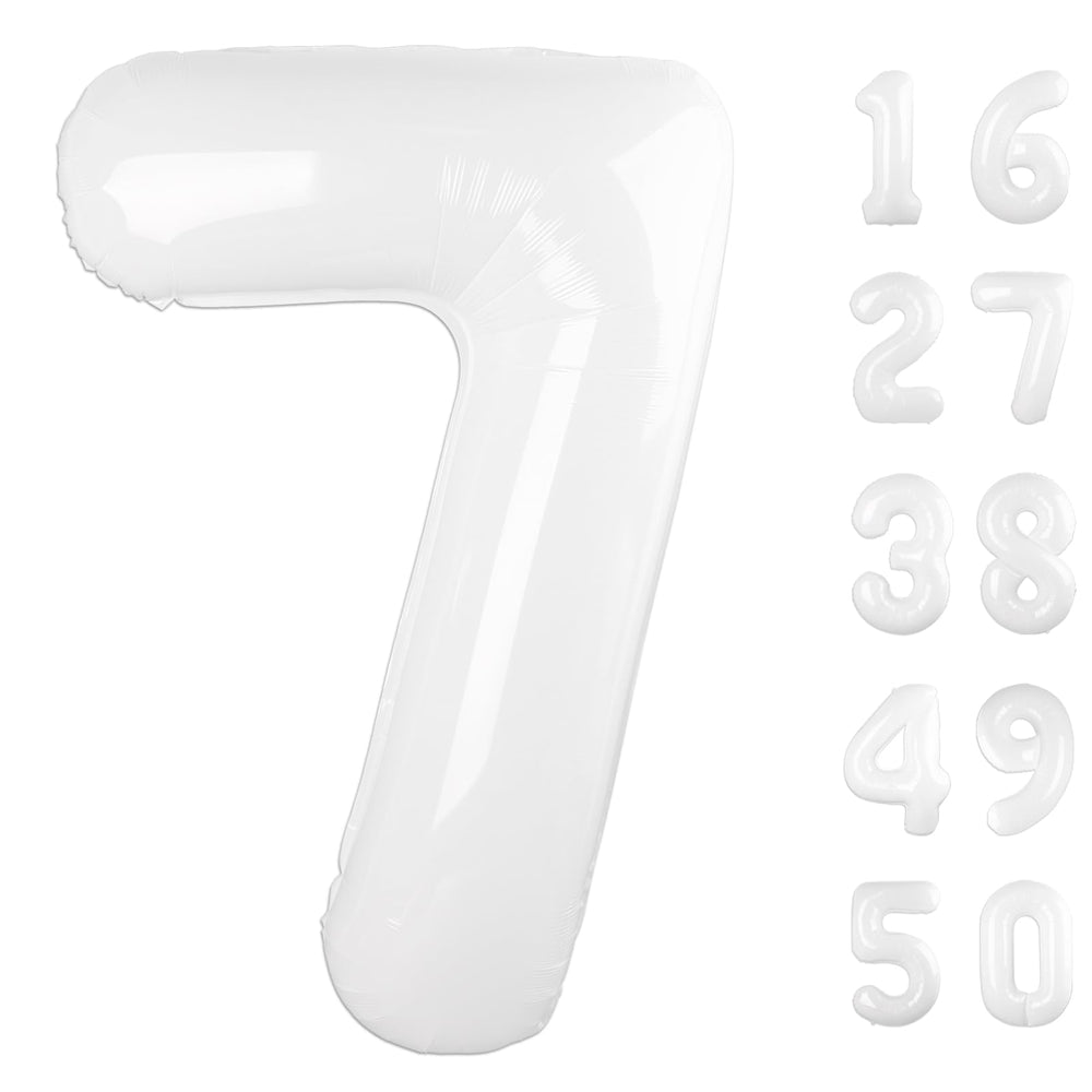 Kelfuoya 40-inch white number 7 foil balloon for milestone celebrations.