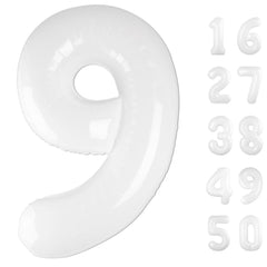 Kelfuoya 40-inch white foil number balloon 9 for a striking photo backdrop.