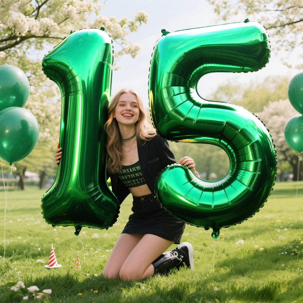 Kelfuoya anniversary number 5 balloon green enhances celebrations with style.