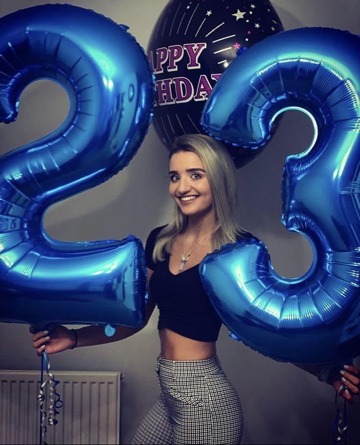 Kelfuoya birthday backdrop with large navy blue number 3 balloon.