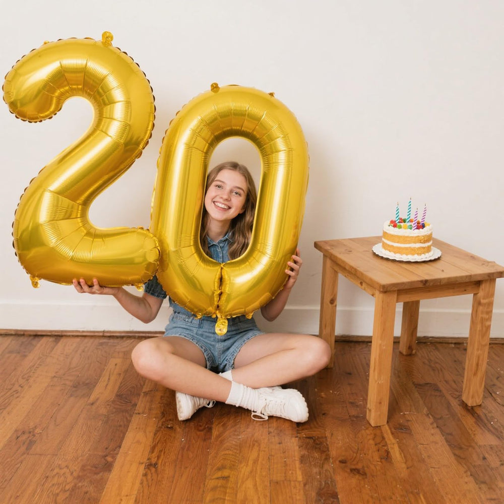 Kelfuoya birthday decor featuring a 40-inch gold 0 balloon.