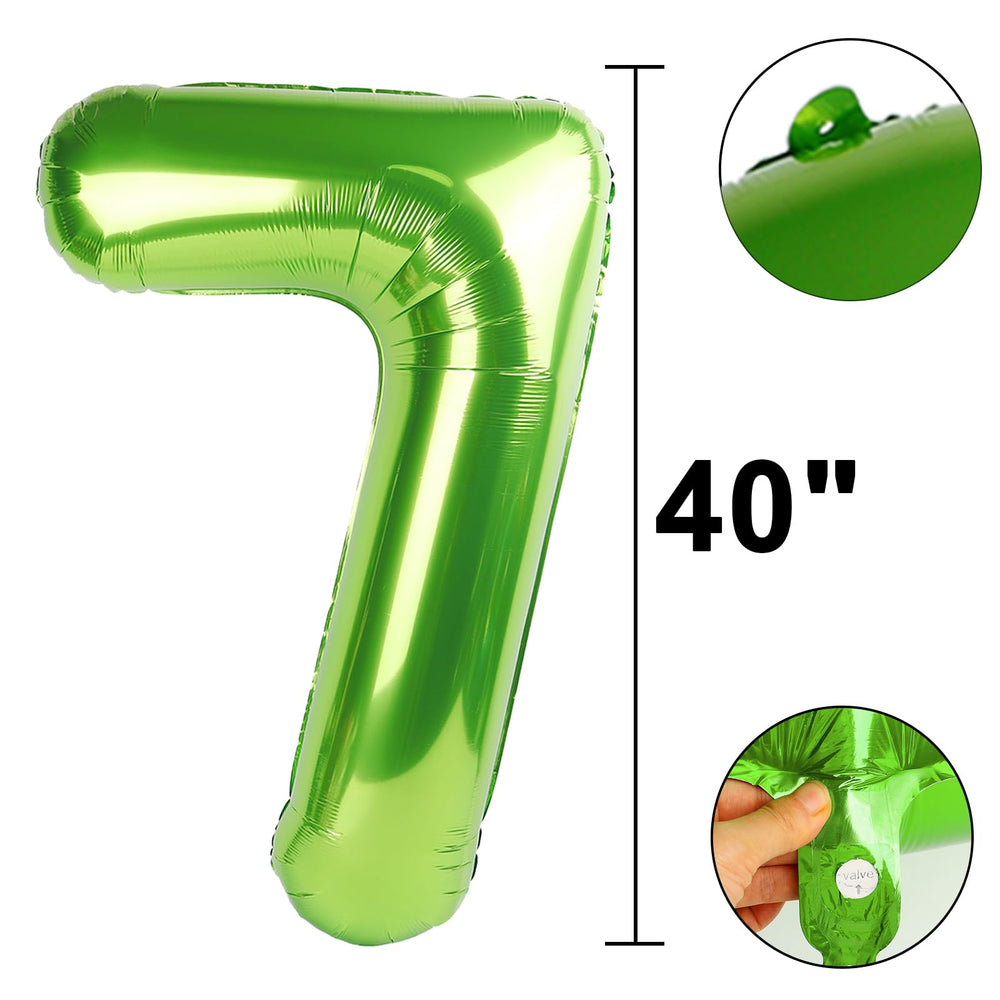 Kelfuoya birthday backdrop balloon with green number 7 for photos