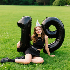 Kelfuoya black number 9 balloon as a birthday decor focal point