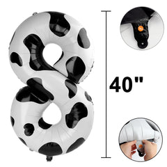 Kelfuoya cow print foil 8 balloon closeup shows vibrant texture and durable foil.