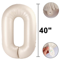 Kelfuoya cream foil 40-inch number 0 balloon creates dramatic photo backdrops