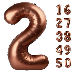 Kelfuoya dark brown 40-inch number 2 balloon adds bold birthday décor.