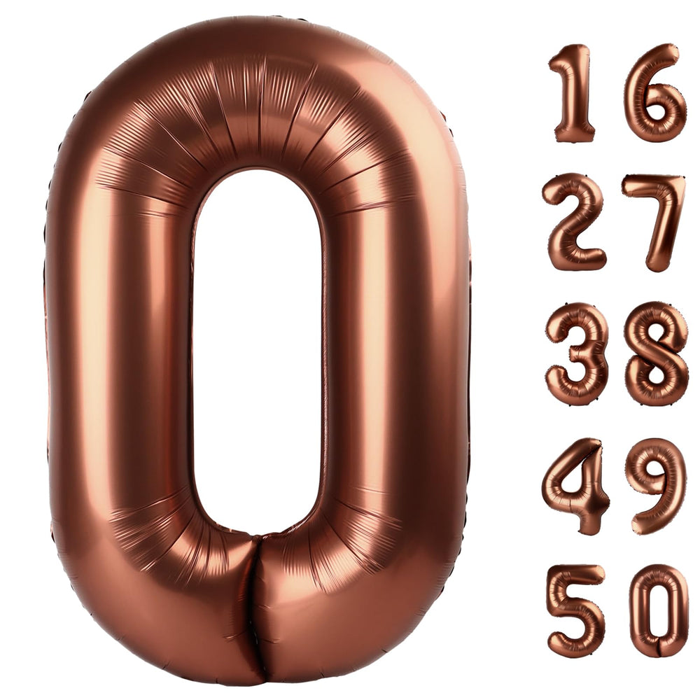 Kelfuoya 40-inch dark brown number 0 foil balloon ready for party decor that lasts.