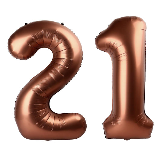 Kelfuoya dark brown 40 inch number 21 balloon creates a bold birthday centerpiece