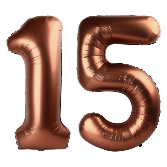 Kelfuoya dark brown 40-inch Number 15 balloon for a bold birthday backdrop.