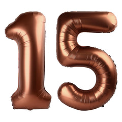 Kelfuoya dark brown 40-inch Number 15 balloon for a bold birthday backdrop.