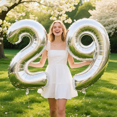 Kelfuoya foil number balloon 29 silver backdrop for elegant photos