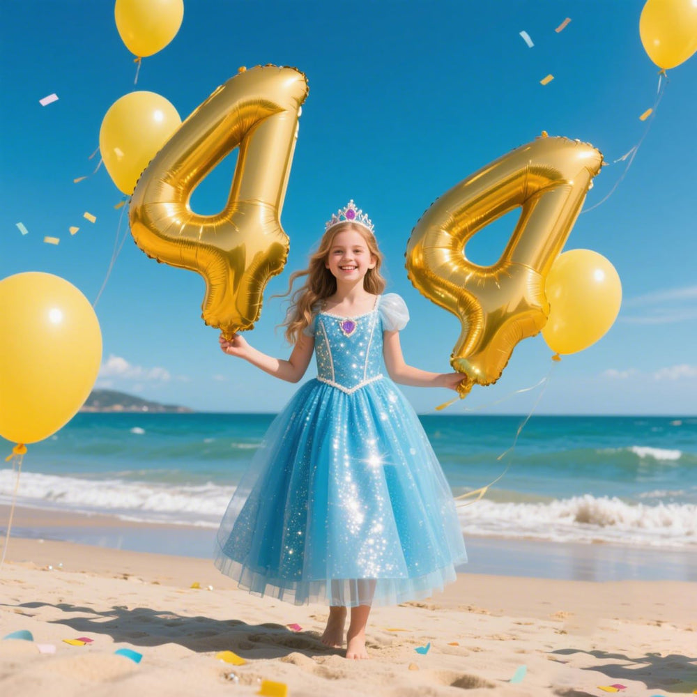 Kelfuoya giant gold number 4 balloon boosts festive photo moments.