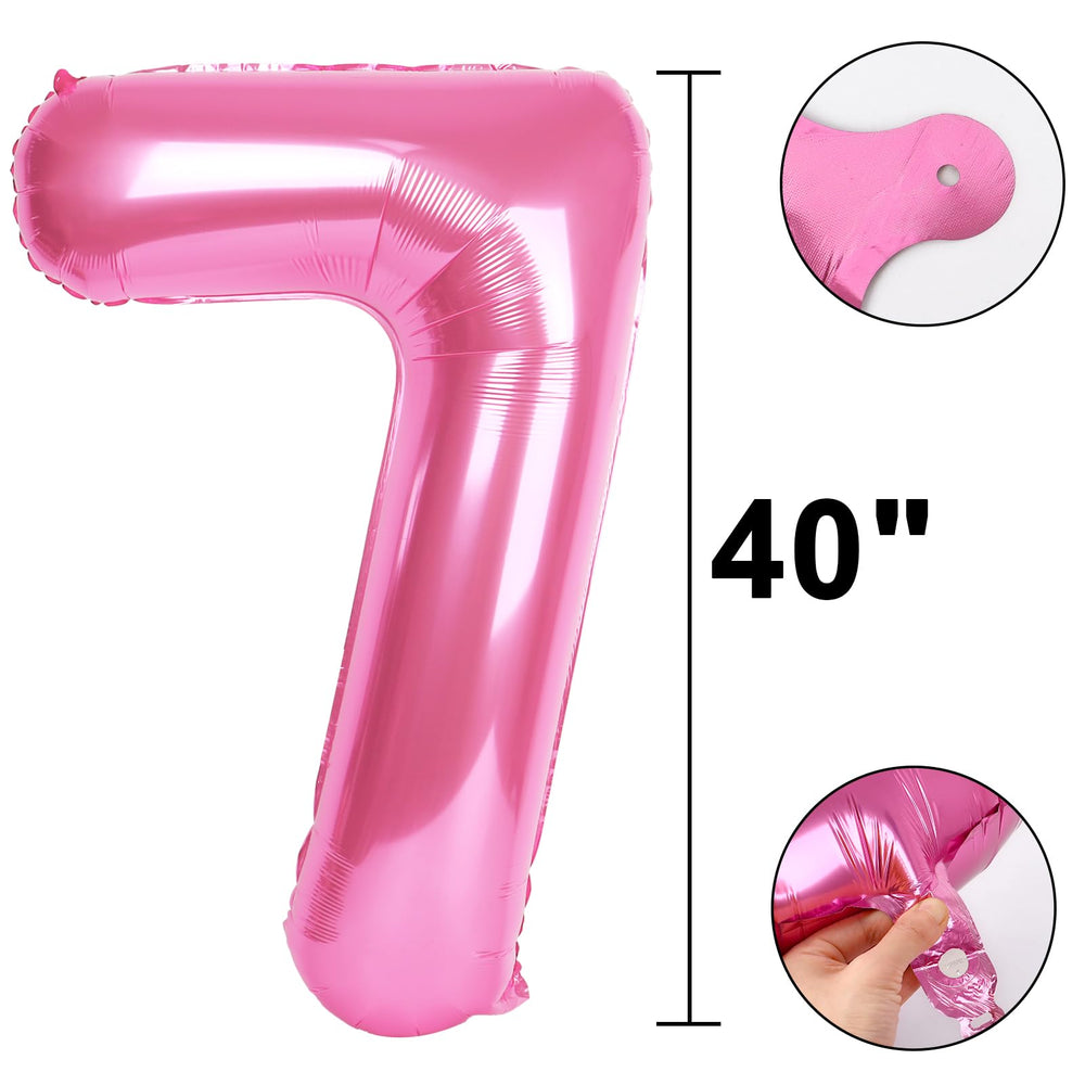 Kelfuoya giant pink number 7 foil balloon ideal for milestone celebrations.