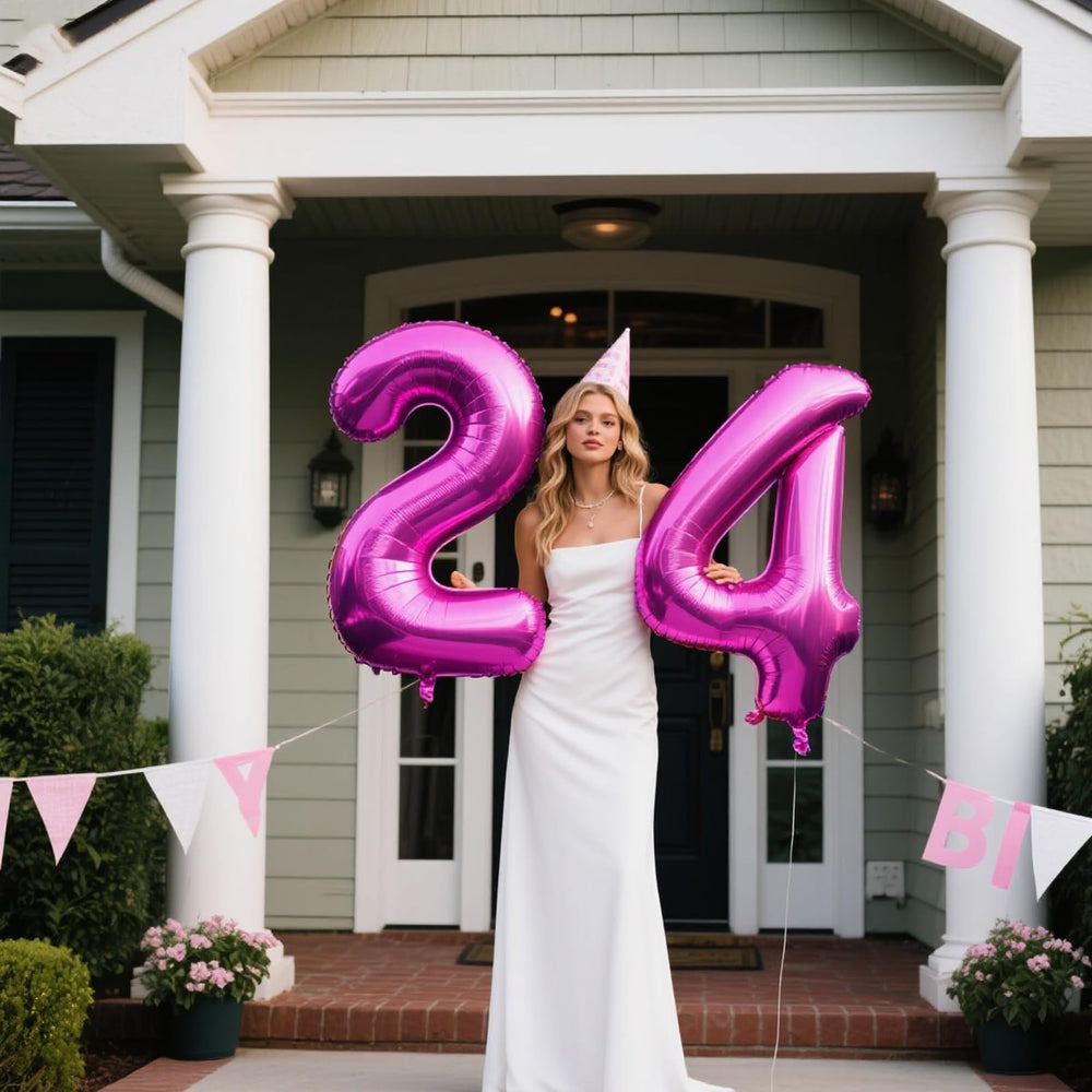 Kelfuoya giant rose purple balloon, 40-inch foil number for elegant party decor.