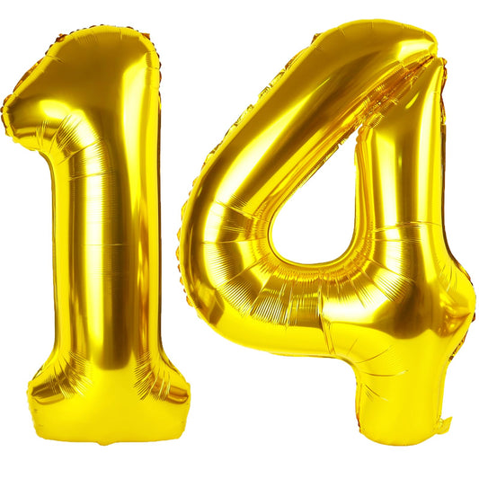 Kelfuoya gold number 14 balloon, 40-inch, ideal for a striking birthday photo backdrop