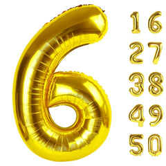 Kelfuoya gold 40-inch number 6 balloon for bold birthday photos