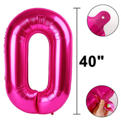 Kelfuoya hot pink foil 0 balloon adds a vibrant backdrop for photos.