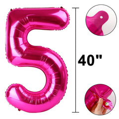 Kelfuoya hot pink number 5 balloon 40-inch bright centerpiece for celebrations
