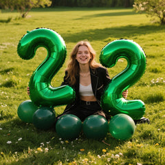 Kelfuoya green number balloon suitable for indoor or outdoor use.
