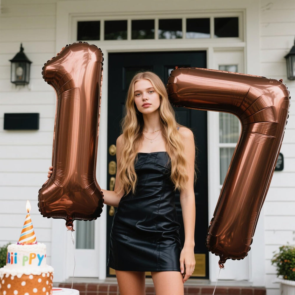 Kelfuoya jumbo brown number 7 balloon adds elegant flair to events.