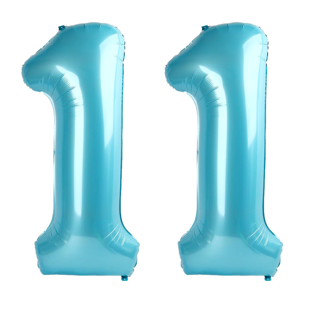 Kelfuoya light-blue 11 balloon wall display for birthday or anniversary celebrations.
