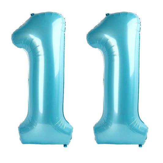 Kelfuoya light-blue 11 balloon wall display for birthday or anniversary celebrations.