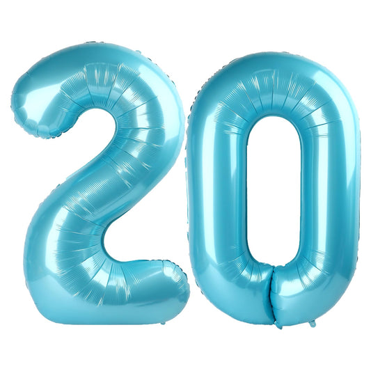 Kelfuoya light blue 20-number balloon for birthdays and stable wall decor.
