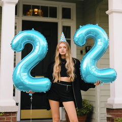 Kelfuoya light blue number 22 balloon self-sealing for easy, long-lasting display.