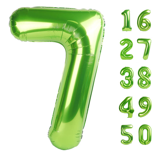 Kelfuoya 40 inch light green number 7 balloon for birthdays and photo backdrops