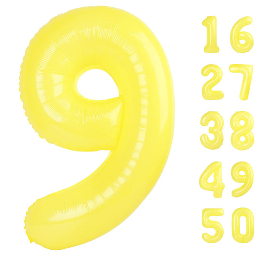 Kelfuoya macaron-yellow number-9 balloon for milestone decor.