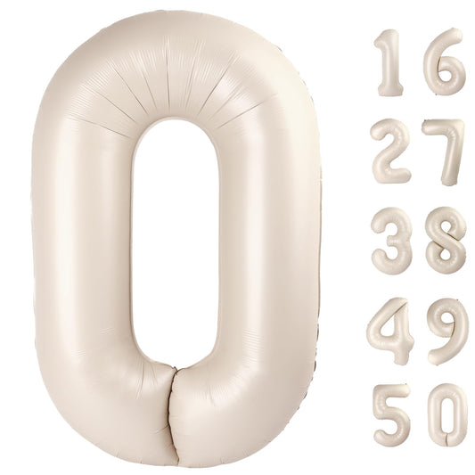 Kelfuoya milk white 40-inch number 0 balloon for elegant birthday displays