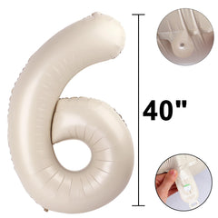 Kelfuoya milk-white 40in number-6 balloon side view enhances party decor