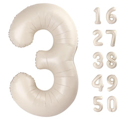 Kelfuoya milk white number 3 foil balloon for milestone decor and photos.