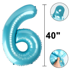 Kelfuoya 40-inch number-6 balloon enhances wall decor for celebrations.