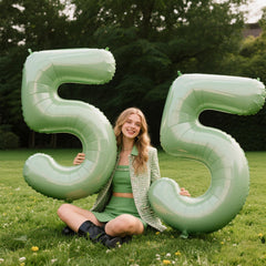Kelfuoya olive green number 5 balloon wall display adds elegant milestone celebration vibe.