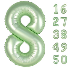 Kelfuoya olive-green foil number 8 balloon creates a 40-inch photo backdrop.